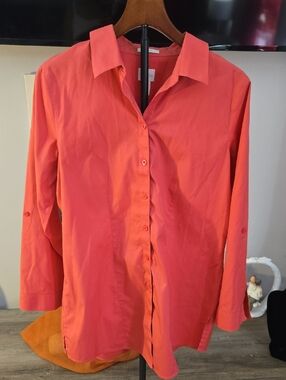 Chico's Coral Button-Down Collared Shirt